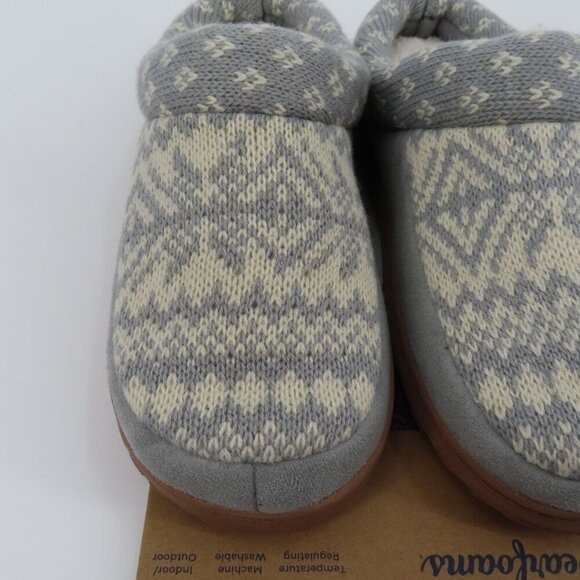 Dearfoams Large 9-10 Gray Sweater Knit Indoor Outdoor Memory Foam Slippers NEW - Picture 3 of 12